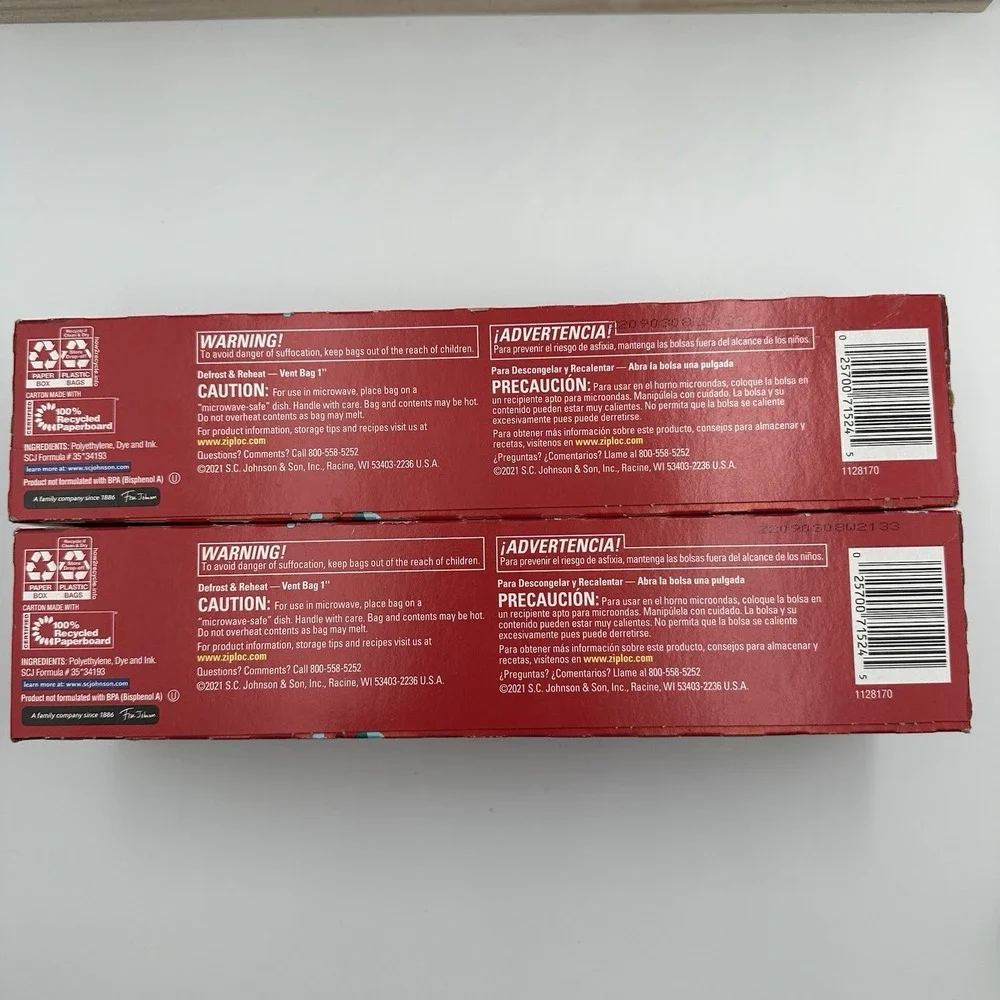 (2) Boxes ZIPLOC Gallon Christmas‎ Holiday Storage Bags 19 count Limited Edition